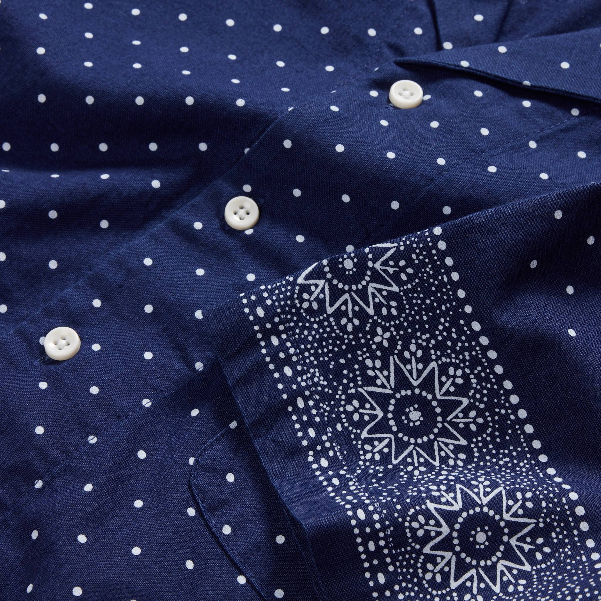 Indigo Star Dot Border Short Sleeve Shirt U866