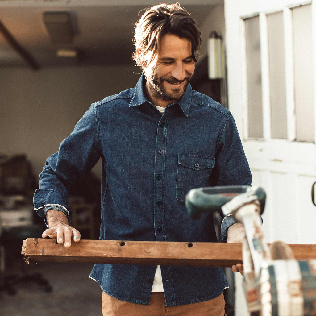 The Cash Shirt in Washed Selvage Denim
