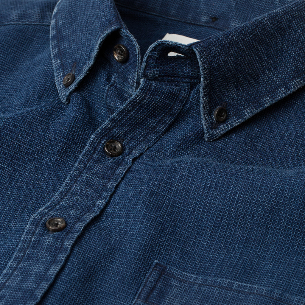 The Short Sleeve Jack in Mini Indigo Waffle