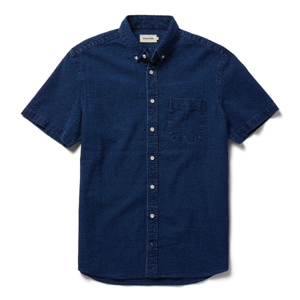 Indigo Seersucker Short Sleeve Jacket W4706