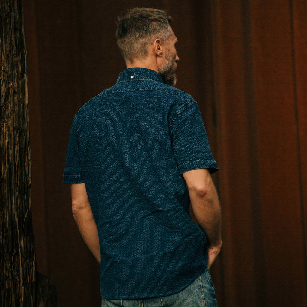 Indigo Seersucker Short Sleeve Jacket W4706