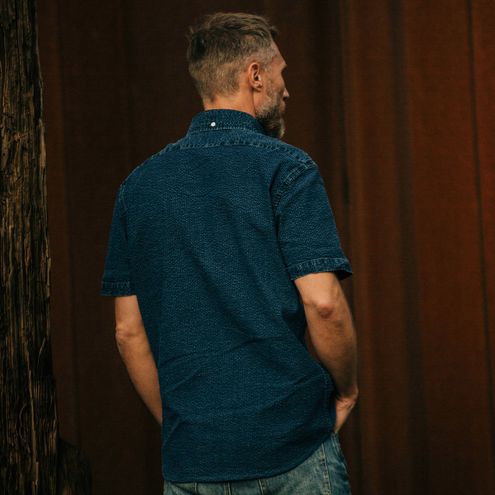 Indigo Seersucker Short Sleeve Jacket W4706