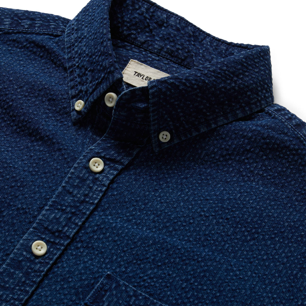 Indigo Seersucker Short Sleeve Jacket W4706