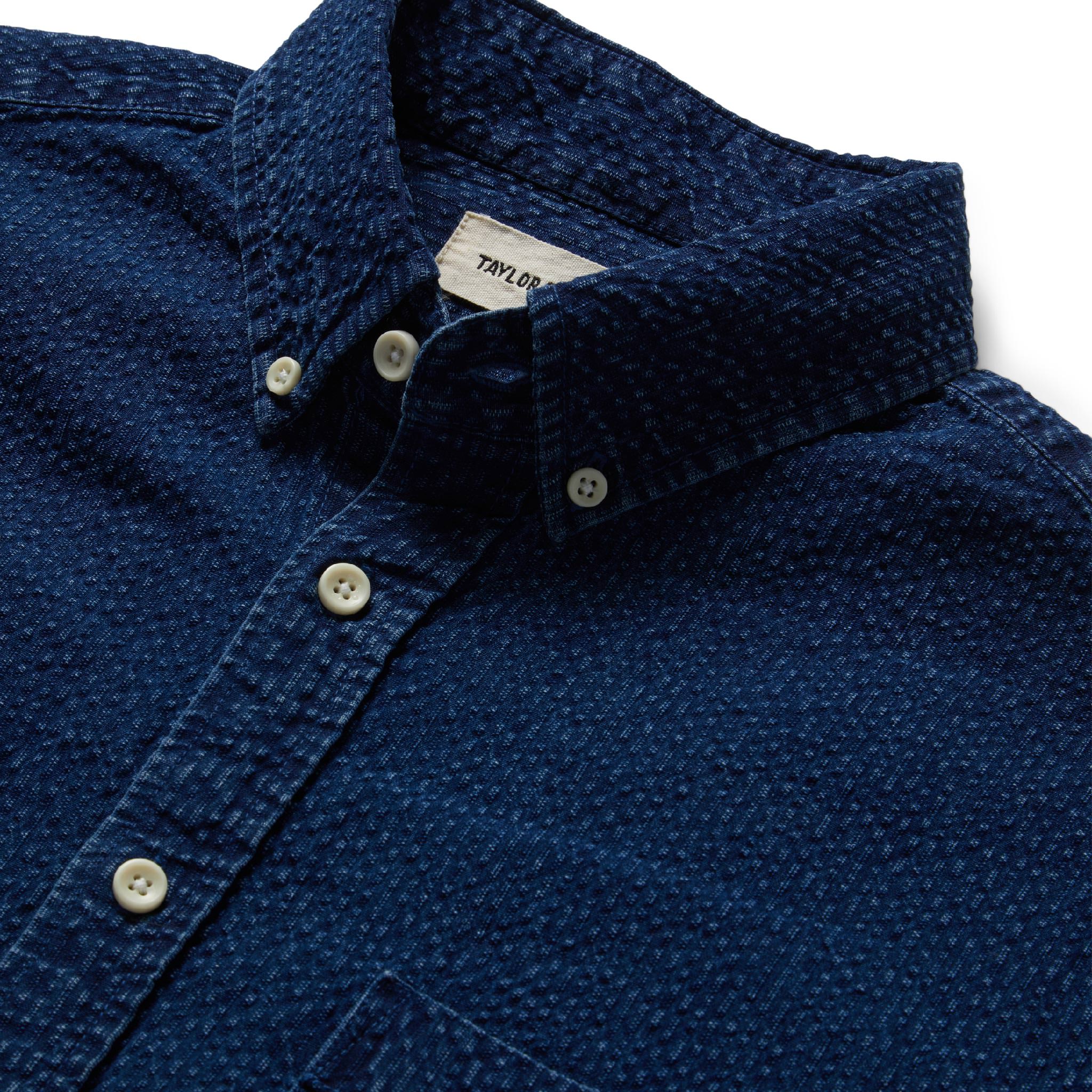 Indigo Seersucker Short Sleeve Jacket W4706