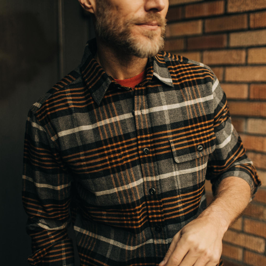 The Moto Shirt in Orange Plaid