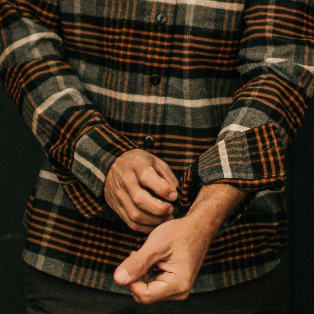 The Moto Shirt in Orange Plaid
