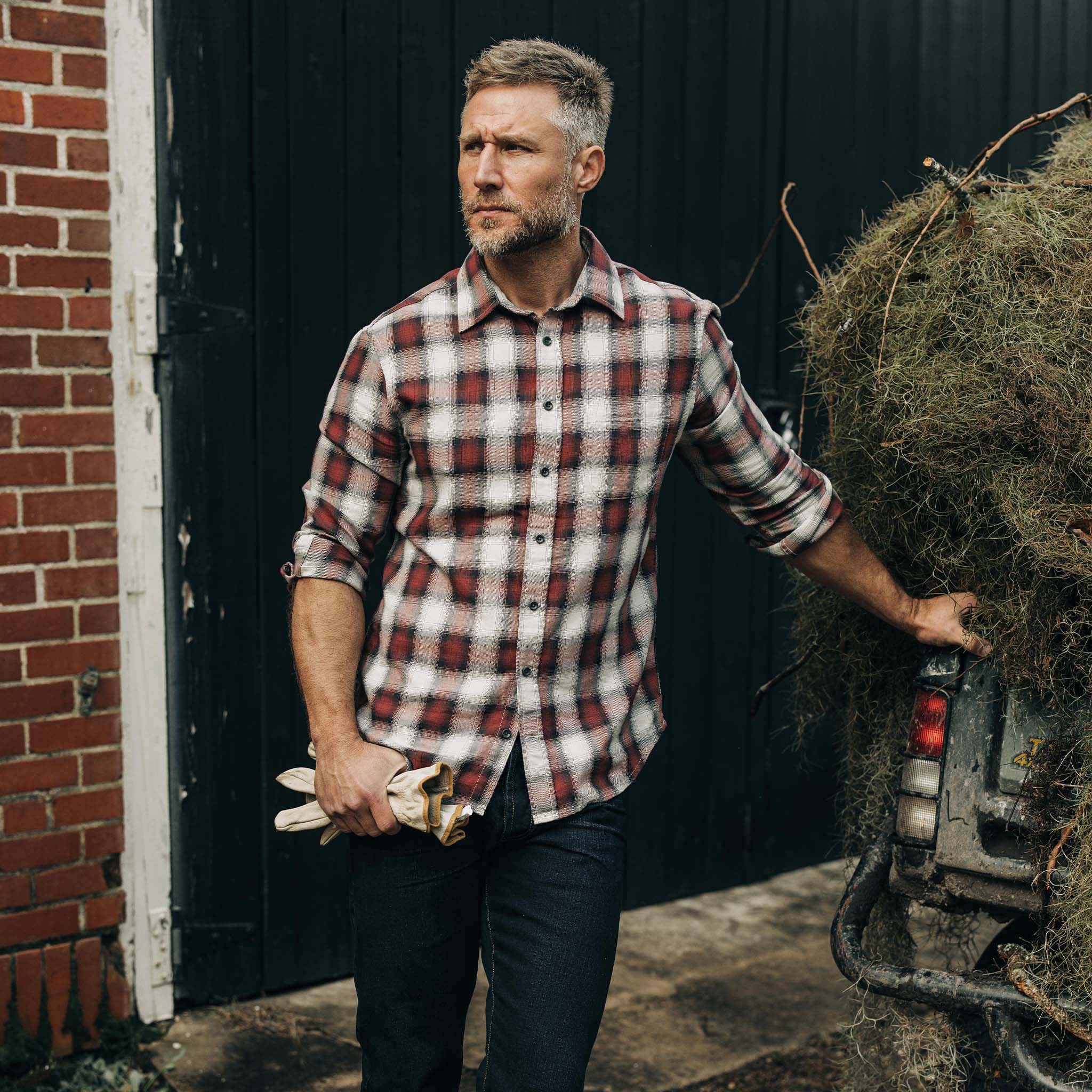 Brick Plaid Ombre Twill Shirt V730