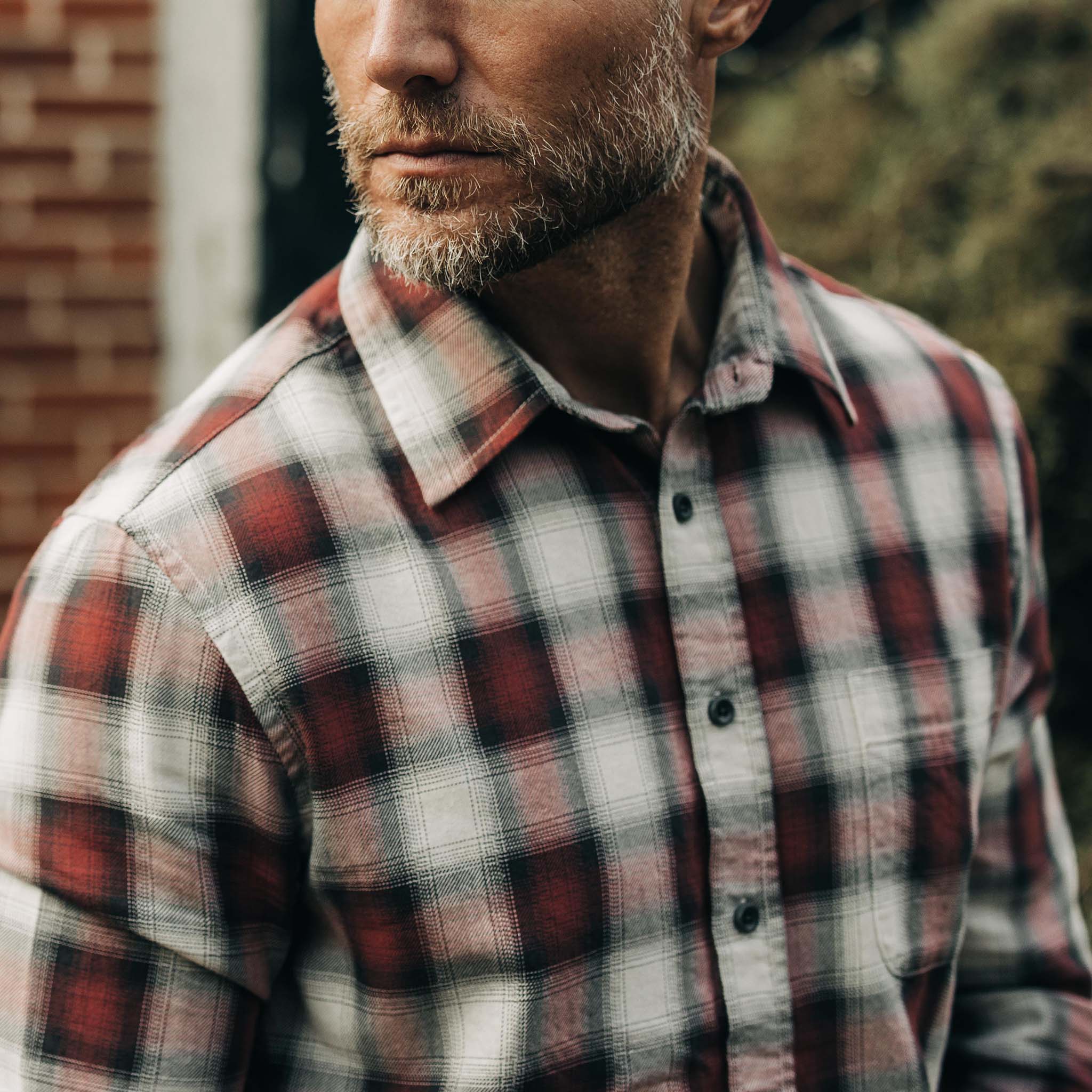 Brick Plaid Ombre Twill Shirt V730
