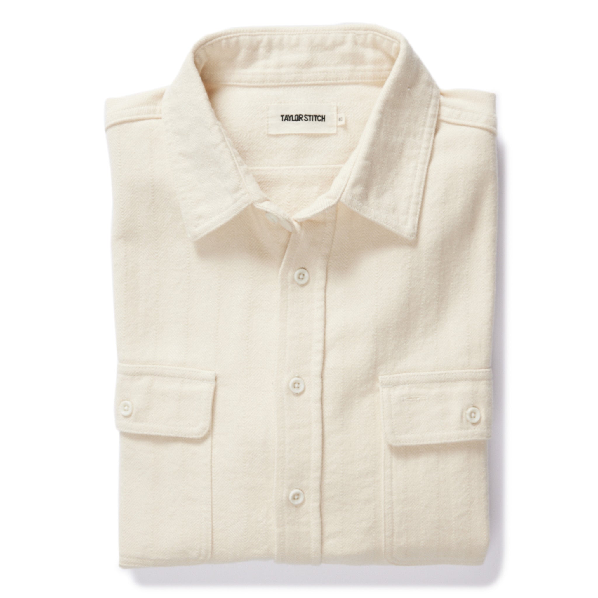 The Ledge Shirt in Oyster Herringbone