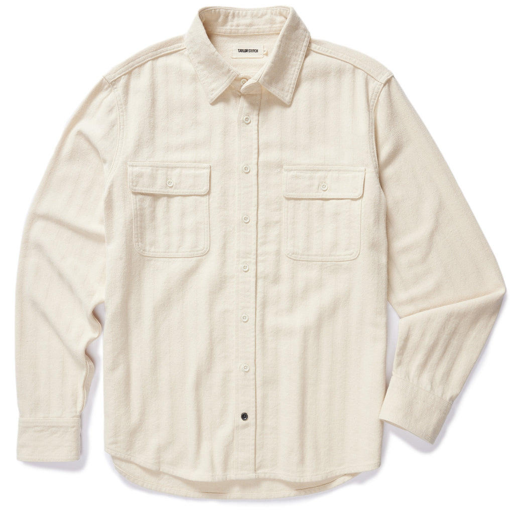 The Ledge Shirt in Oyster Herringbone