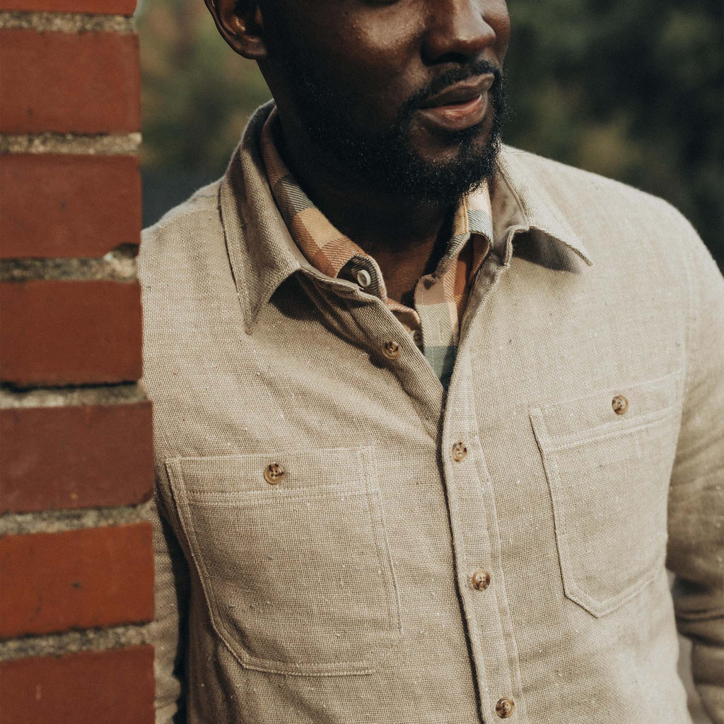 Lined Utility Shirt in Oat Donegal P216740