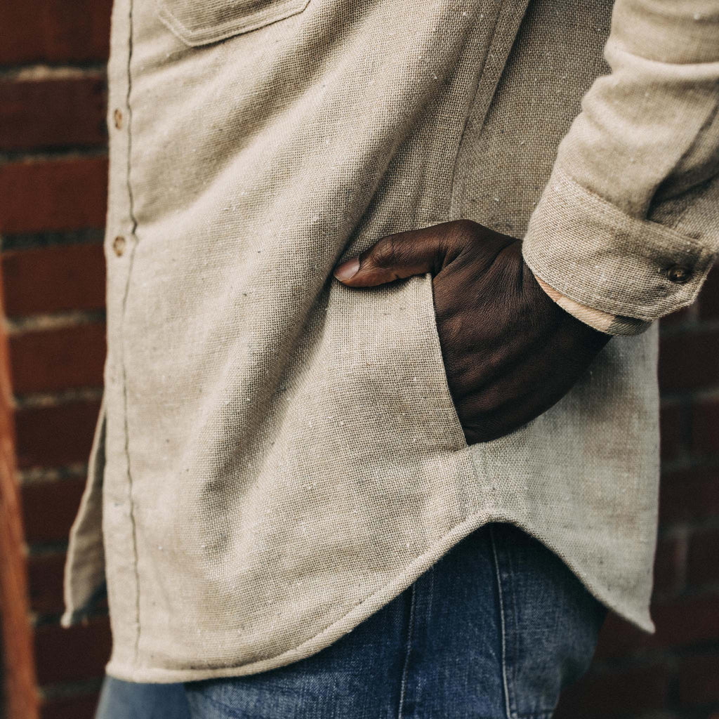 Lined Utility Shirt in Oat Donegal P216740