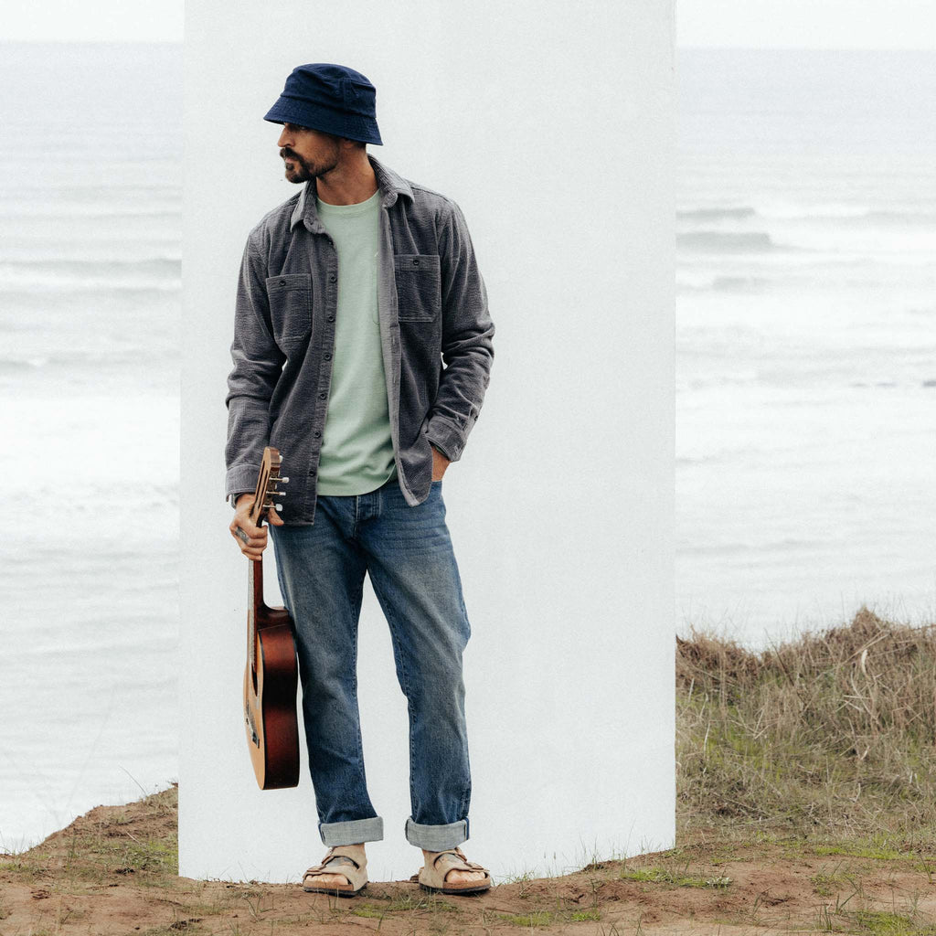 Dark Charcoal Crepe Cord Utility Shirt V9762