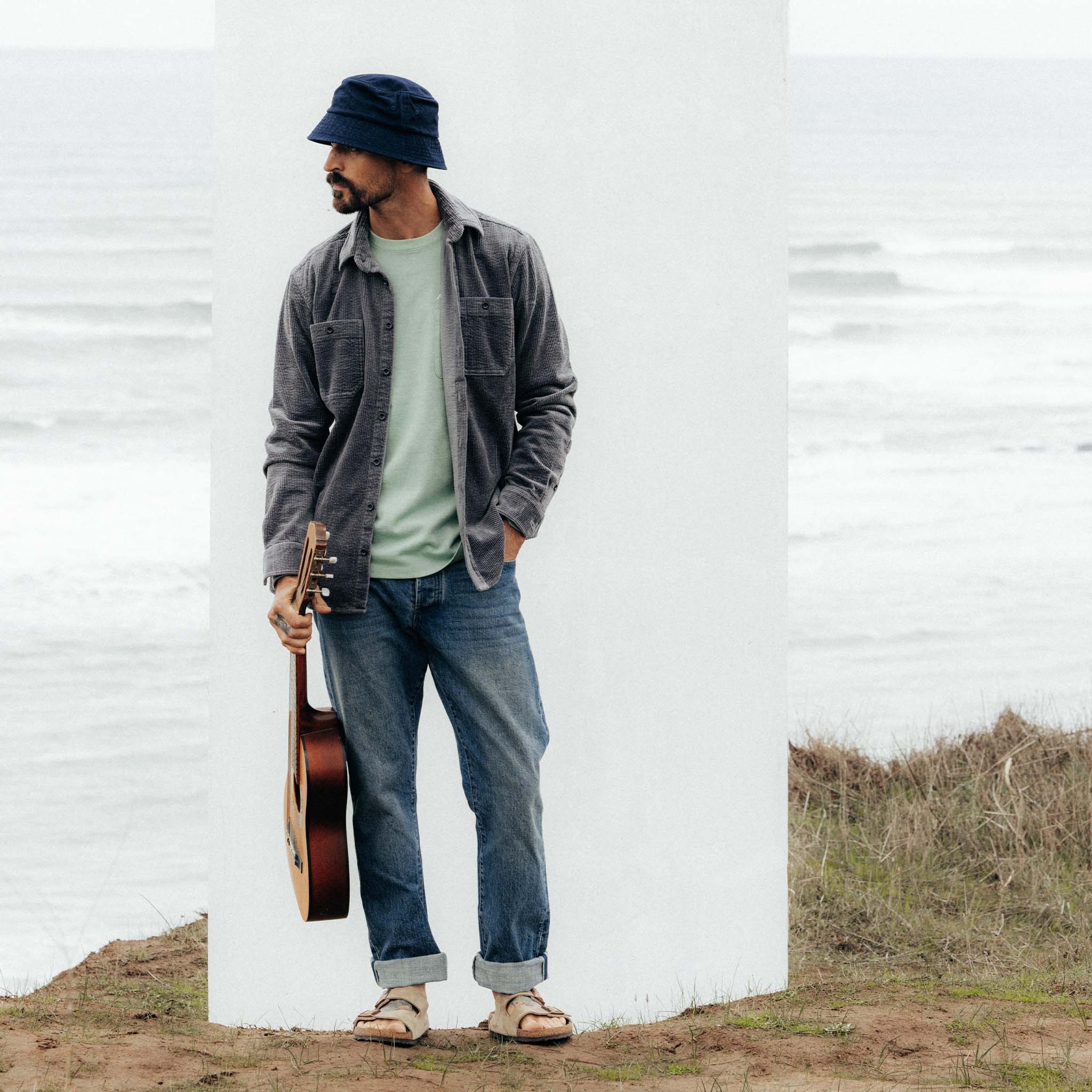 Dark Charcoal Crepe Cord Utility Shirt V9762