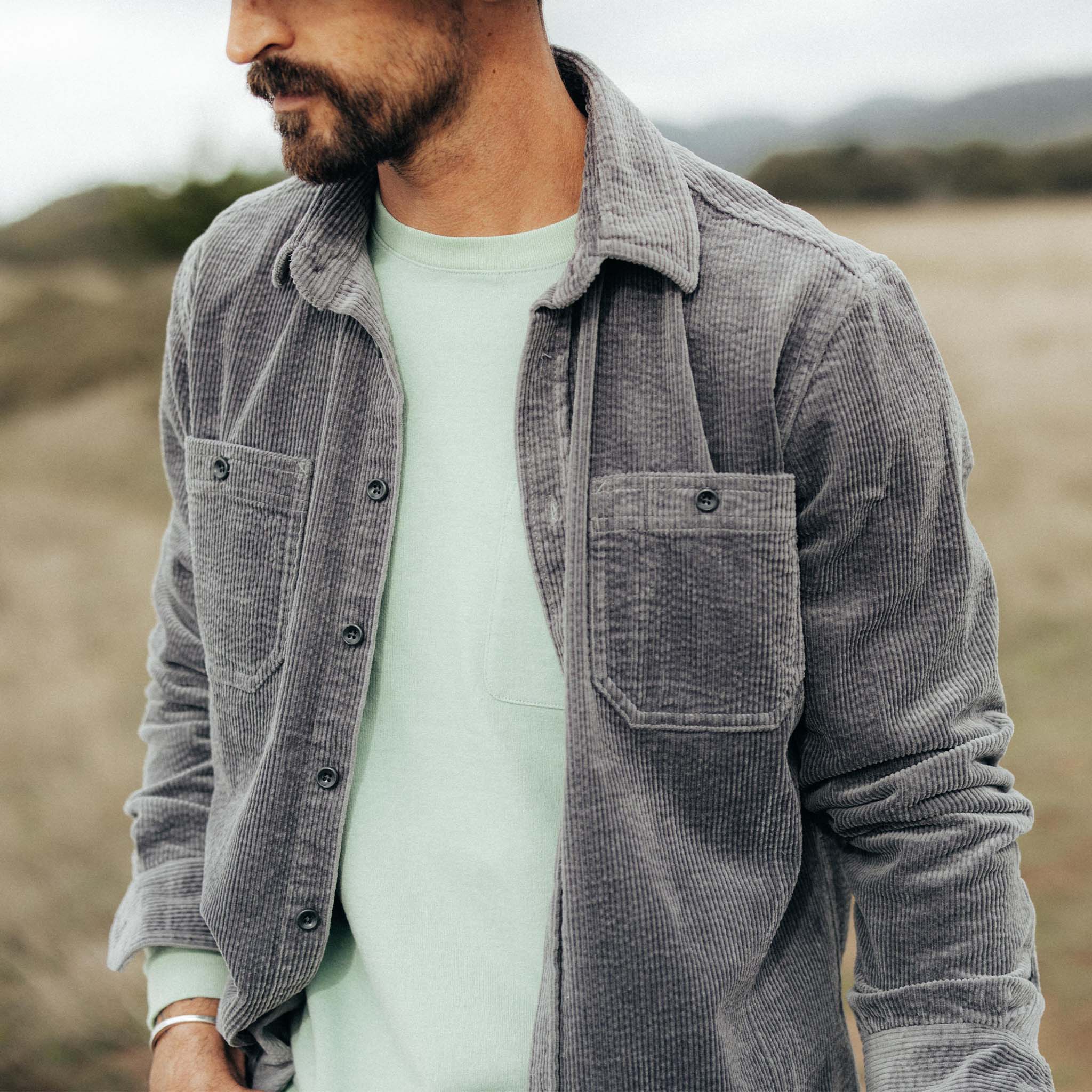 Dark Charcoal Crepe Cord Utility Shirt V9762