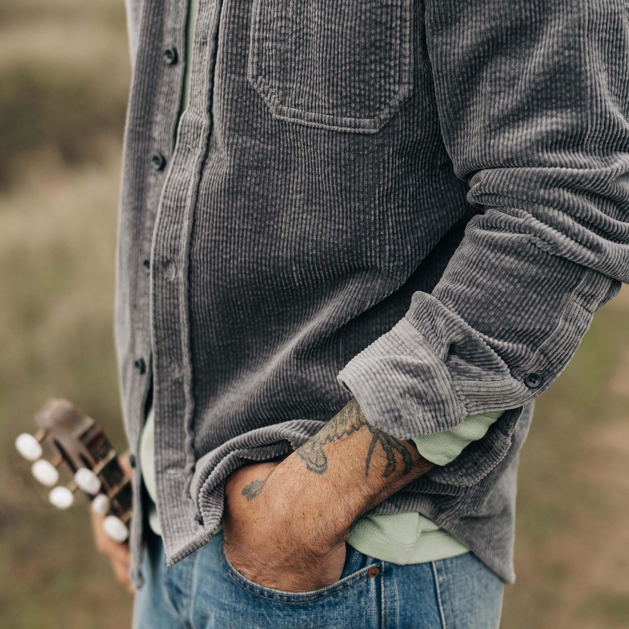 Dark Charcoal Crepe Cord Utility Shirt V9762
