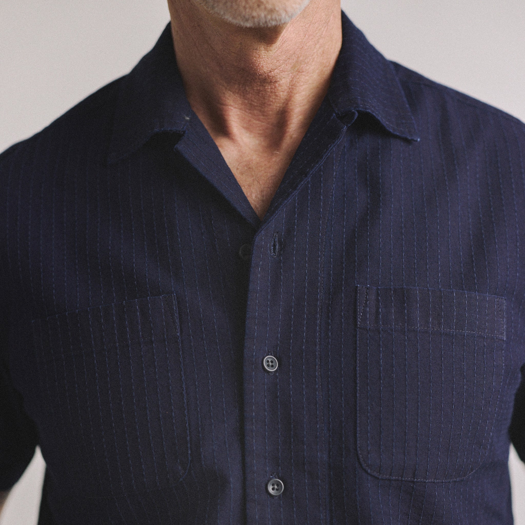 Rinsed Indigo Pickstitch Shirt V1240
