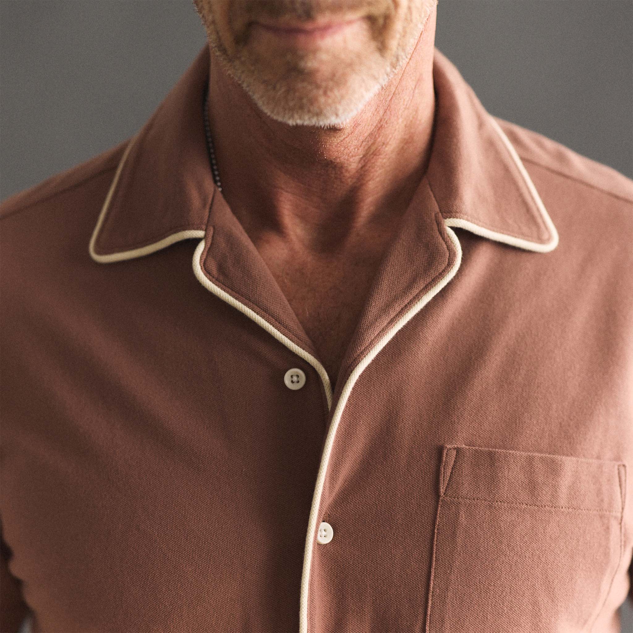 Faded Brick Tipped Pique Shirt Y21285