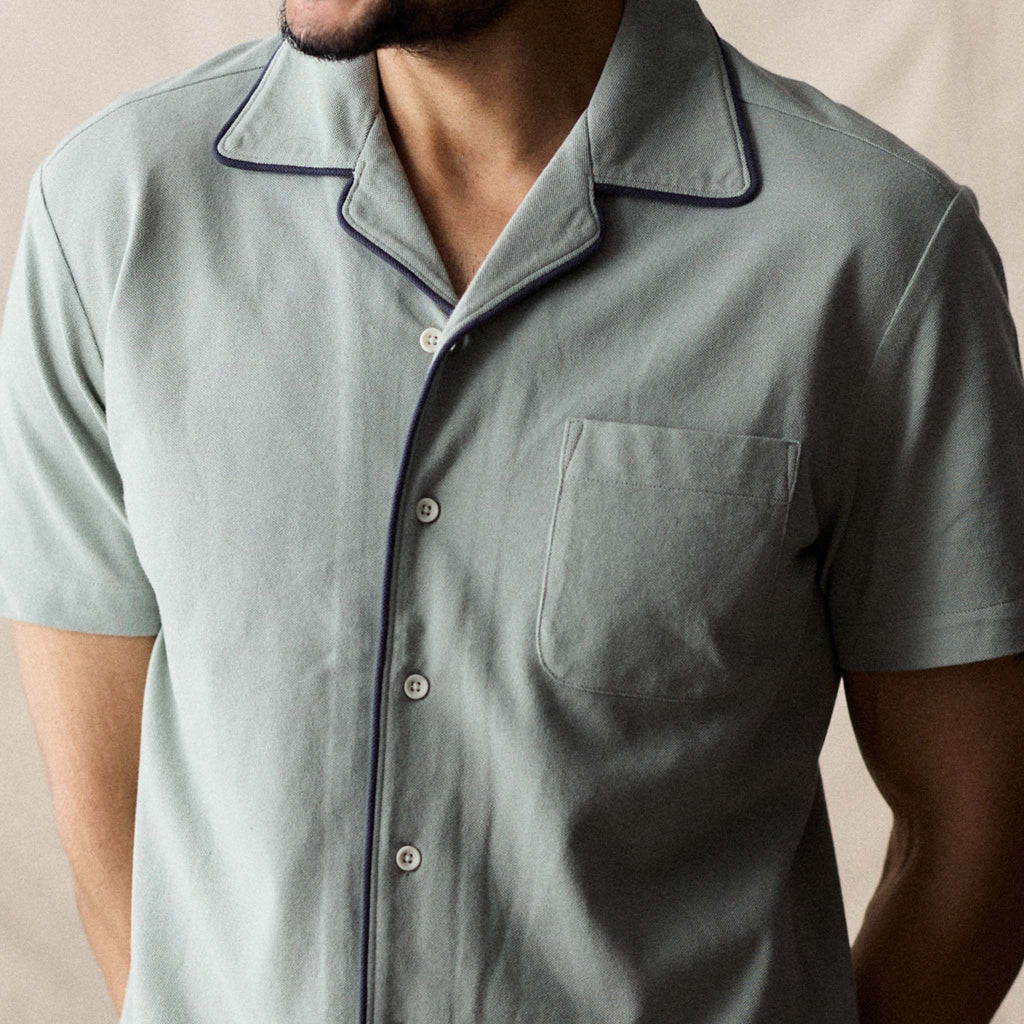 Surf Green Tipped Pique Shirt S539827