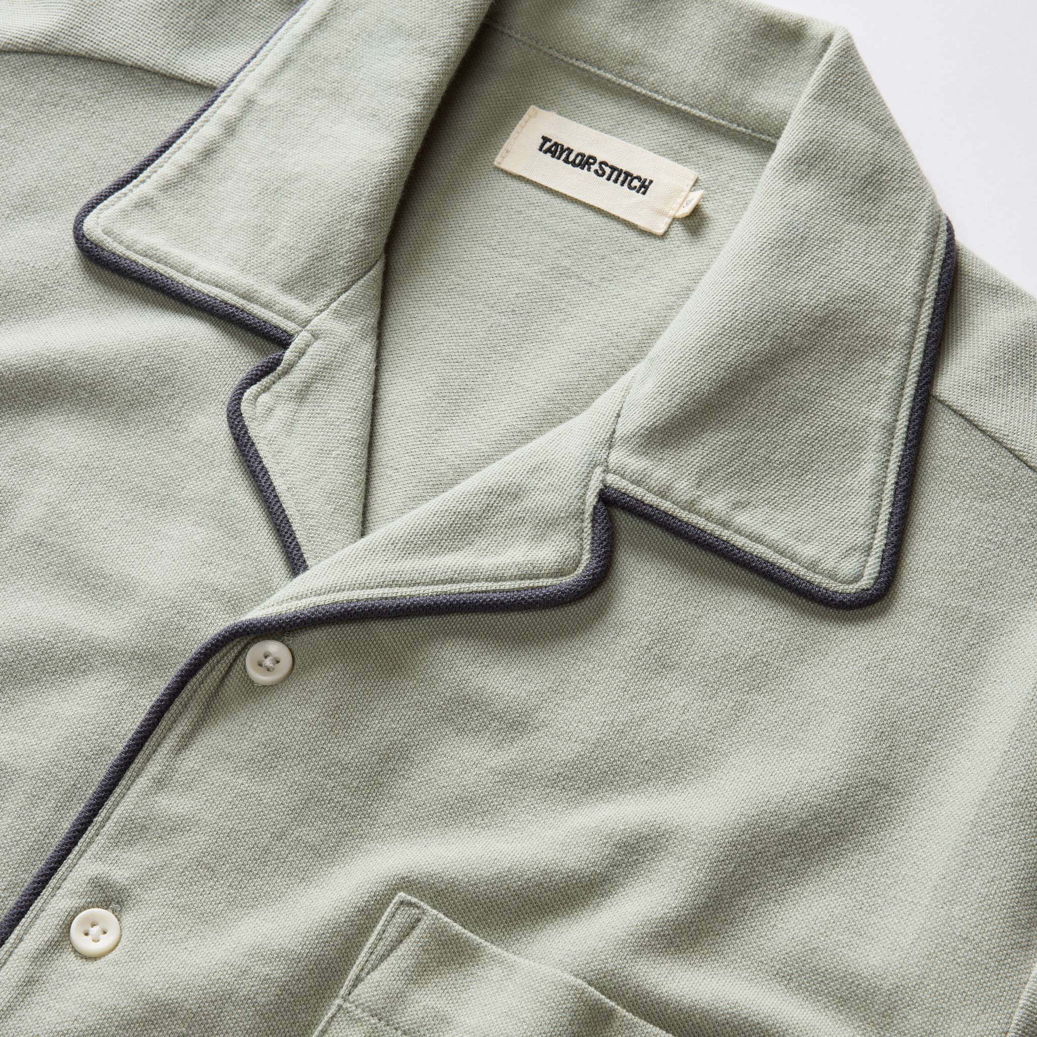 Surf Green Tipped Pique Shirt S539827