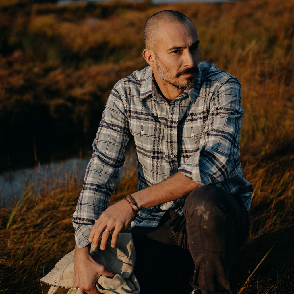 Faded Blue Plaid Shirt J30473