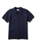 Dark Navy Crochet Button Down Polo V1569