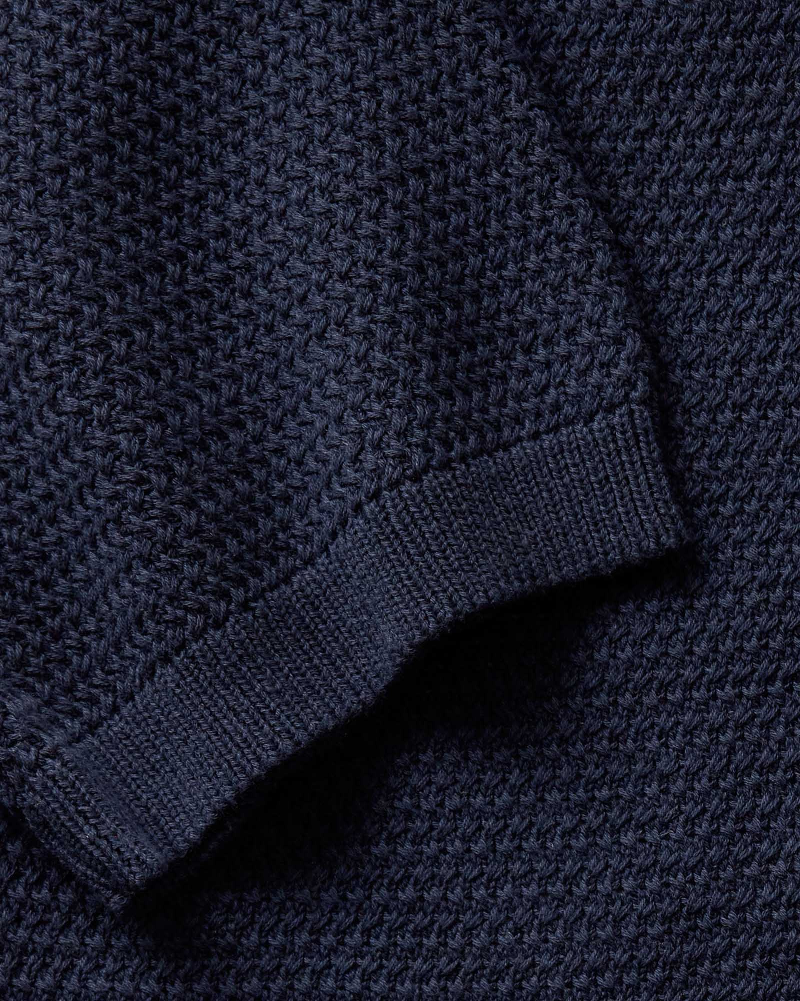 Dark Navy Crochet Button Down Polo V1569