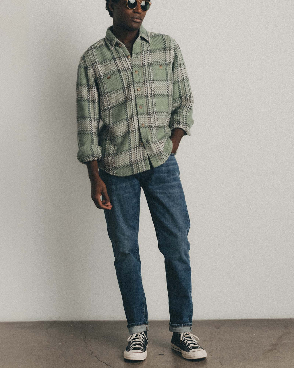 The Cutter Overshirt in Sage Plaid