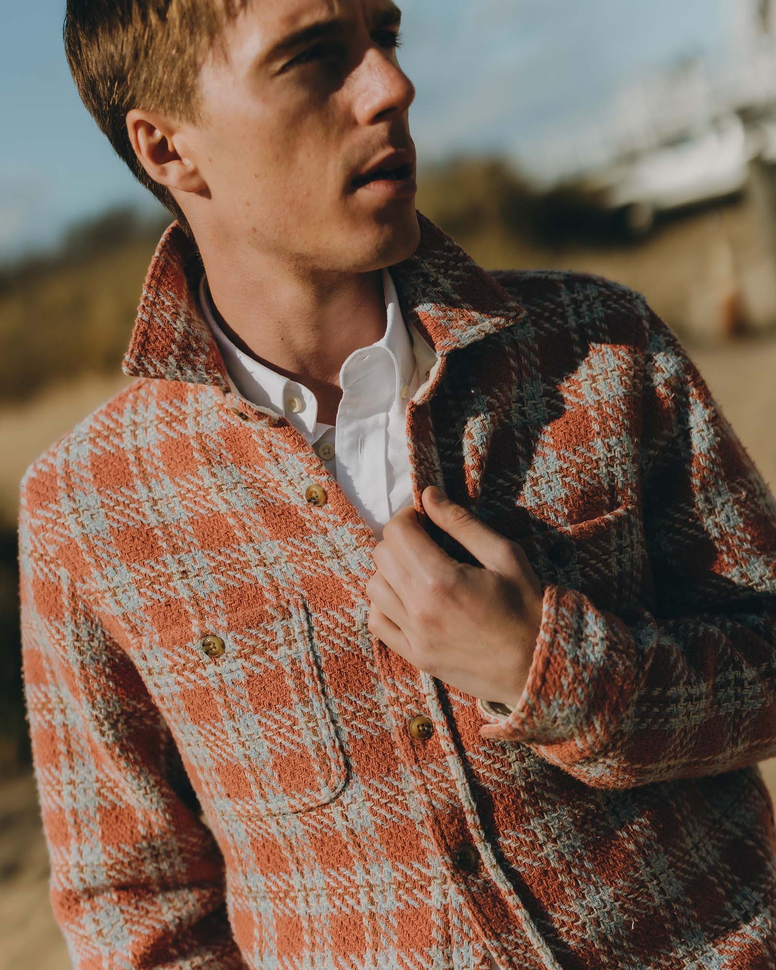 Salmon Plaid Overshirt V40281