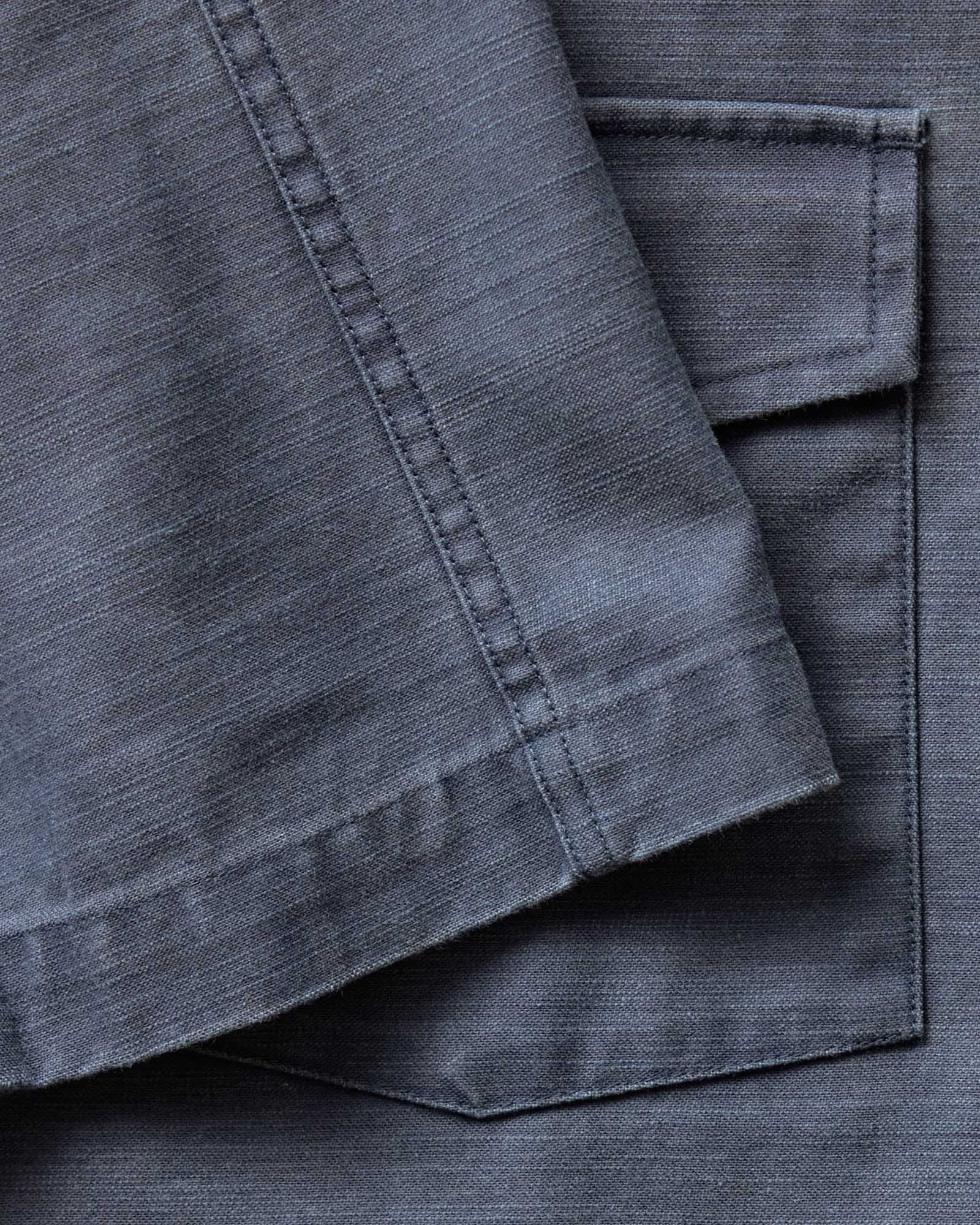 The Short Sleeve Surplus Shirt in Navy Reverse Sateen