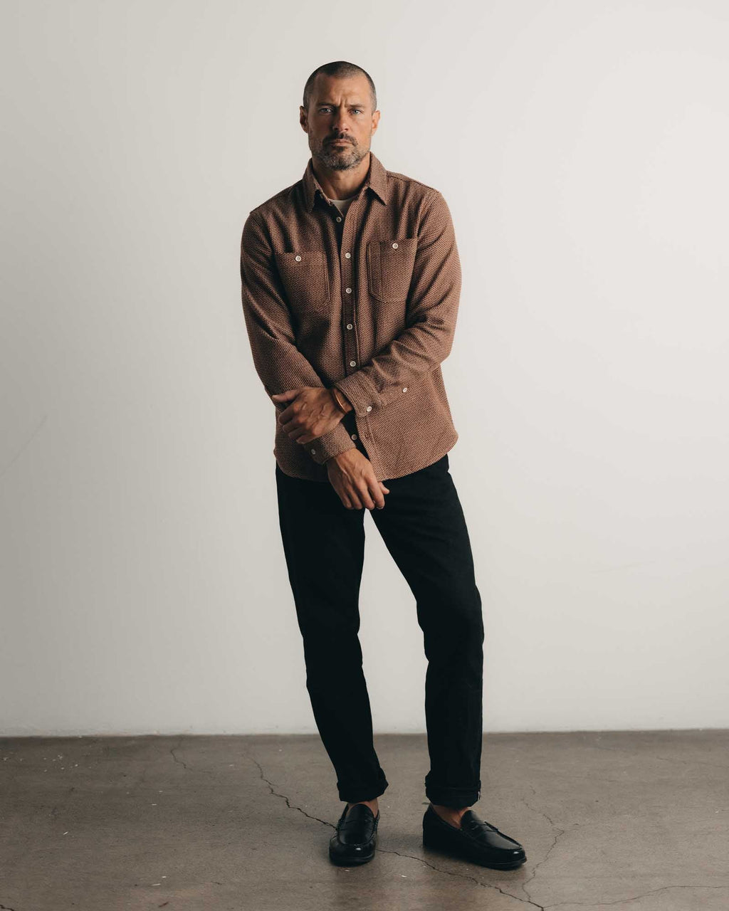 Utility Shirt in Brick Sashiko I4234
