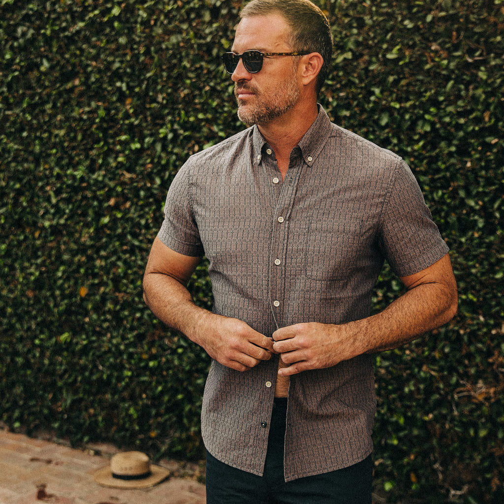 Short Sleeve Jack in Cocoa Dobby C35242