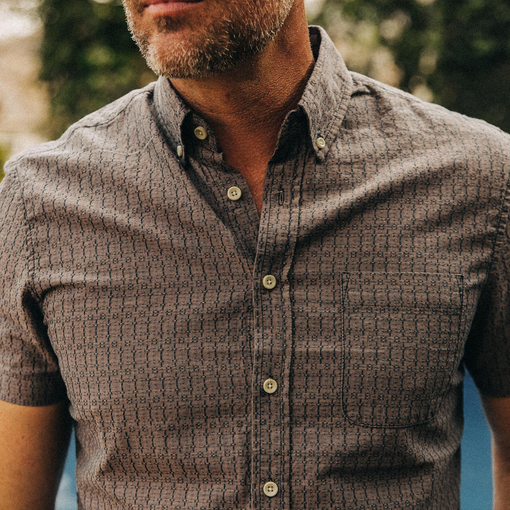 Short Sleeve Jack in Cocoa Dobby C35242
