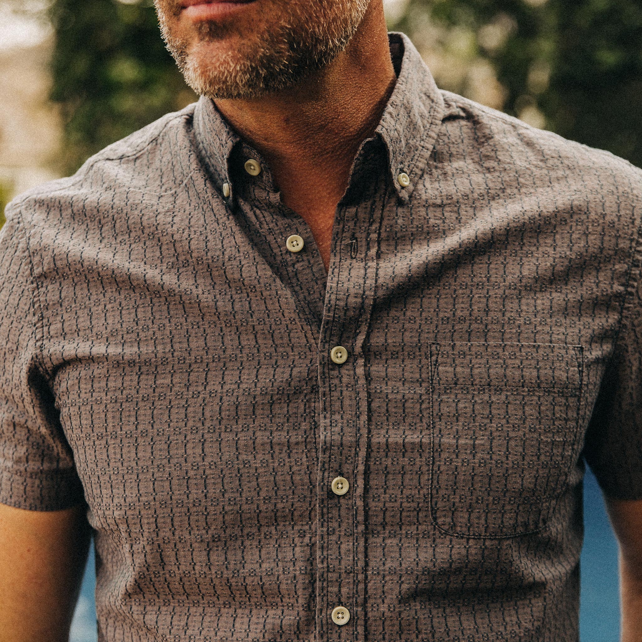 Short Sleeve Jack in Cocoa Dobby C35242