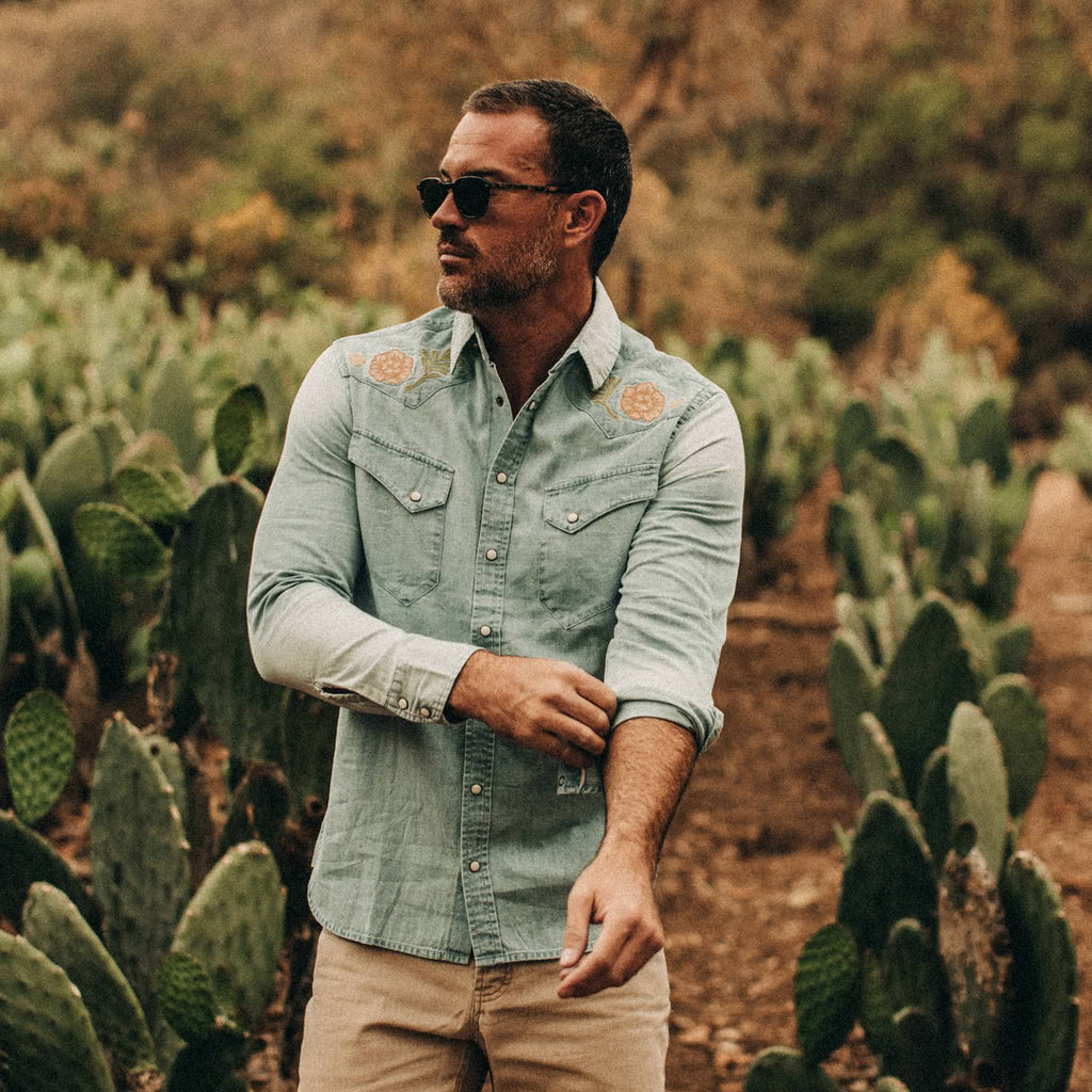 Washed Denim Western Shirt Y68542