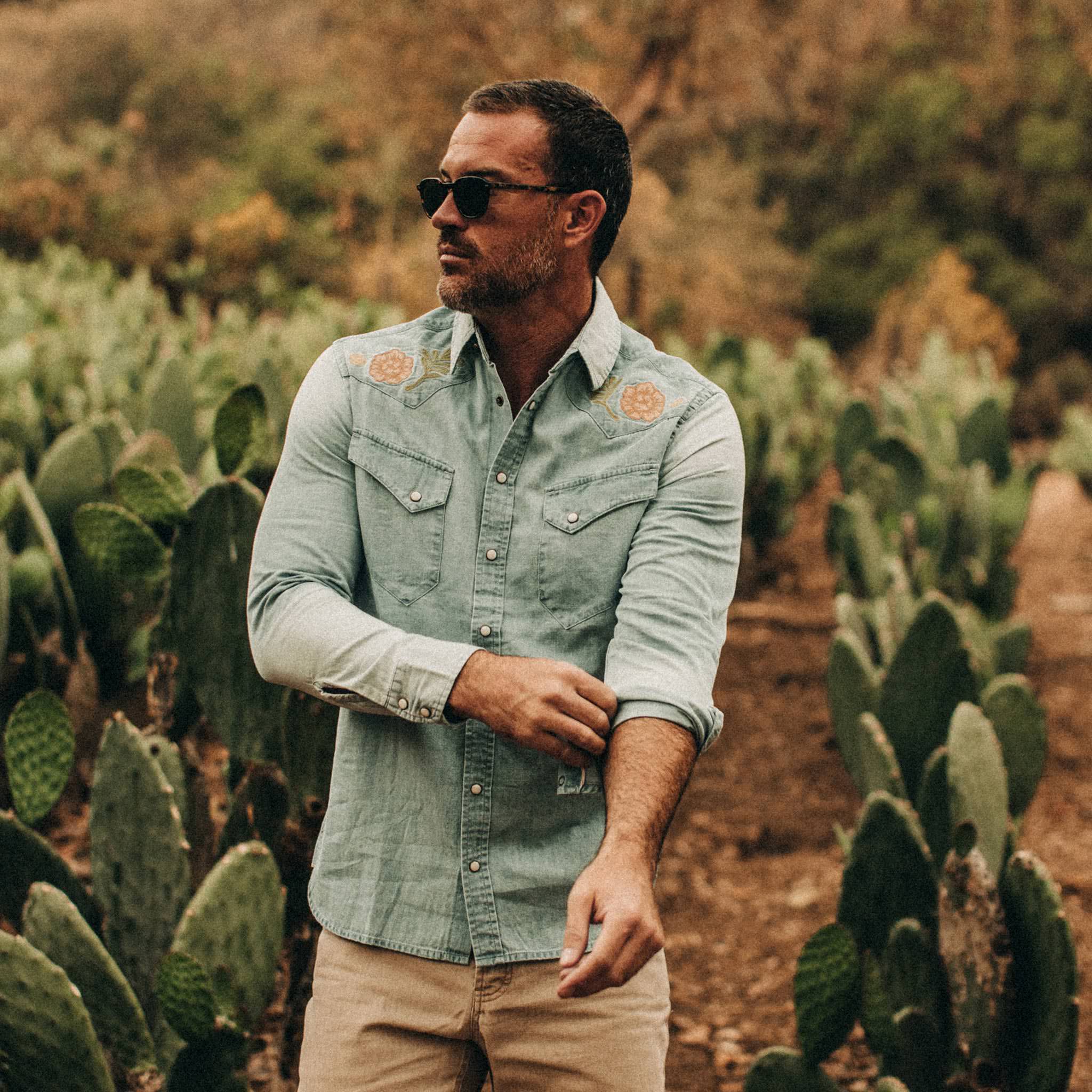 Washed Denim Western Shirt Y68542