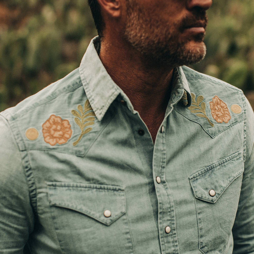 Washed Denim Western Shirt Y68542