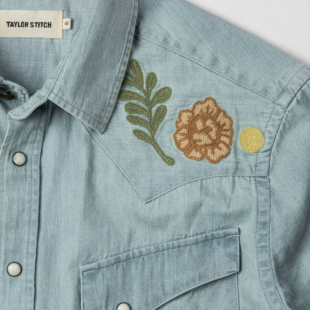 Washed Denim Western Shirt Y68542