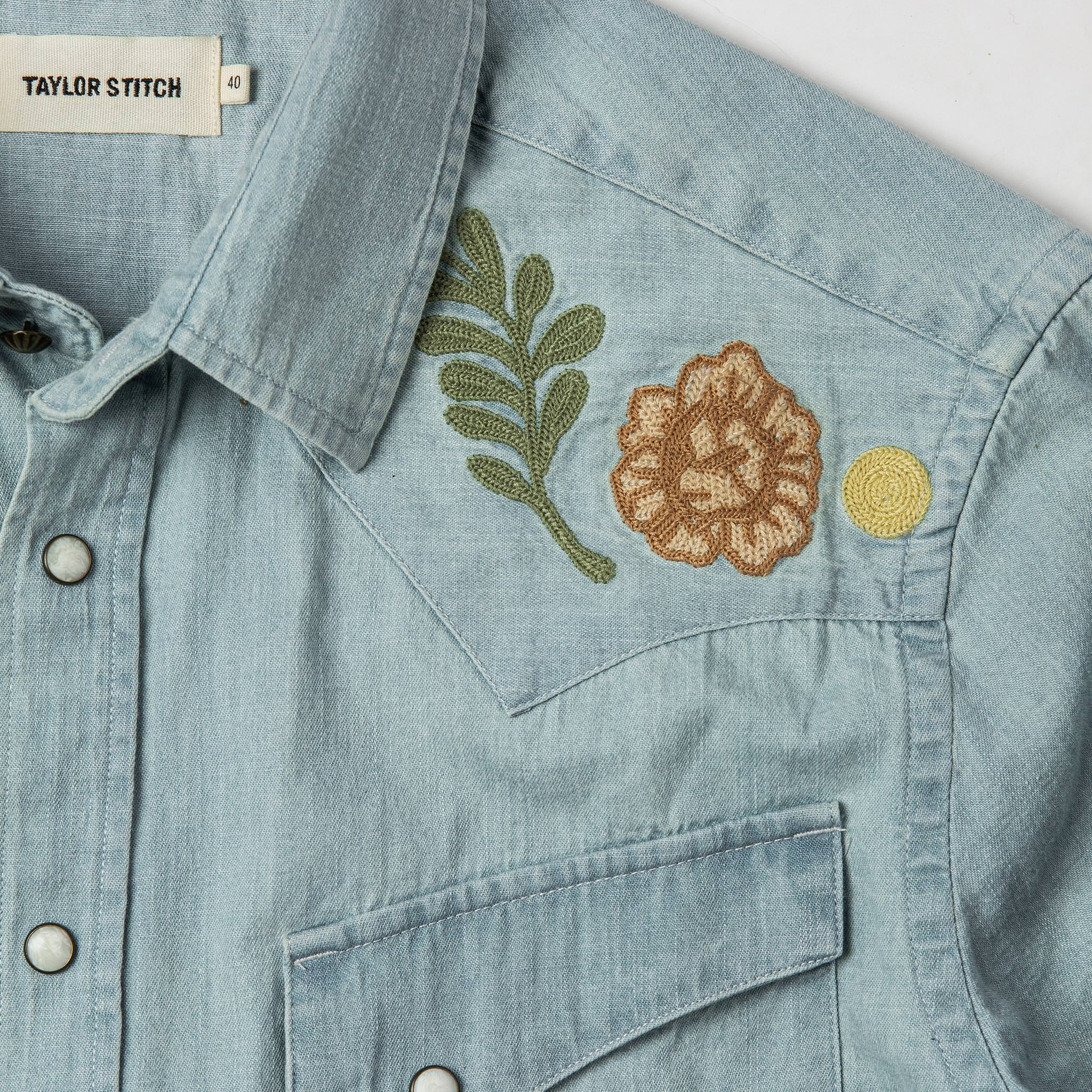 Washed Denim Western Shirt Y68542