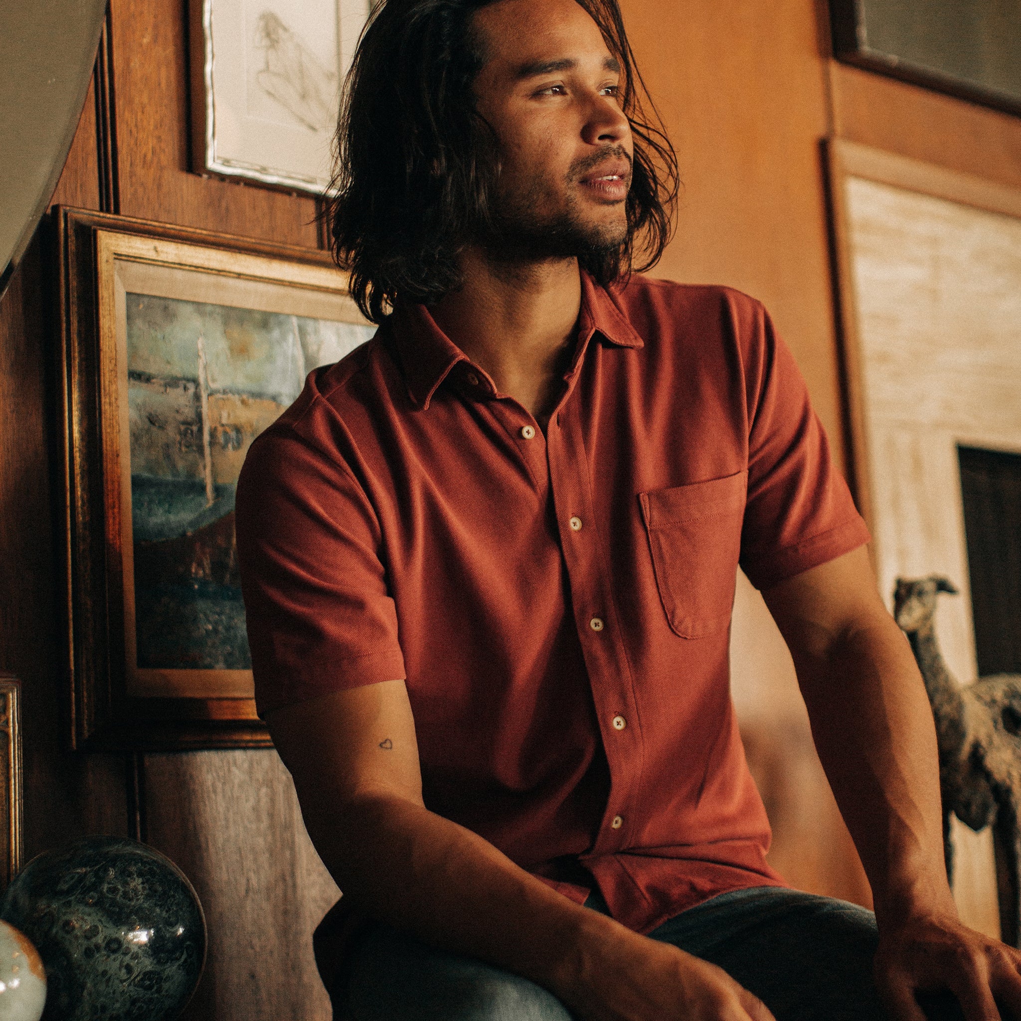 Red Clay Pique Short Sleeve Shirt T400333
