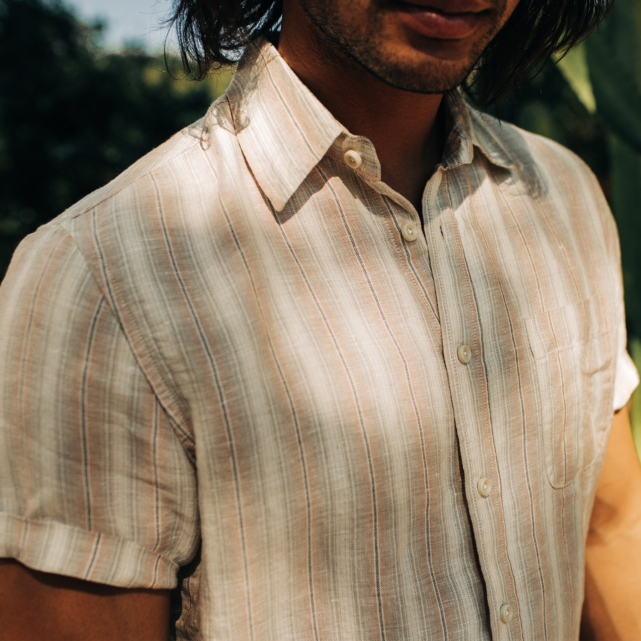 Dusty Rose Stripe Short Sleeve Shirt X1181