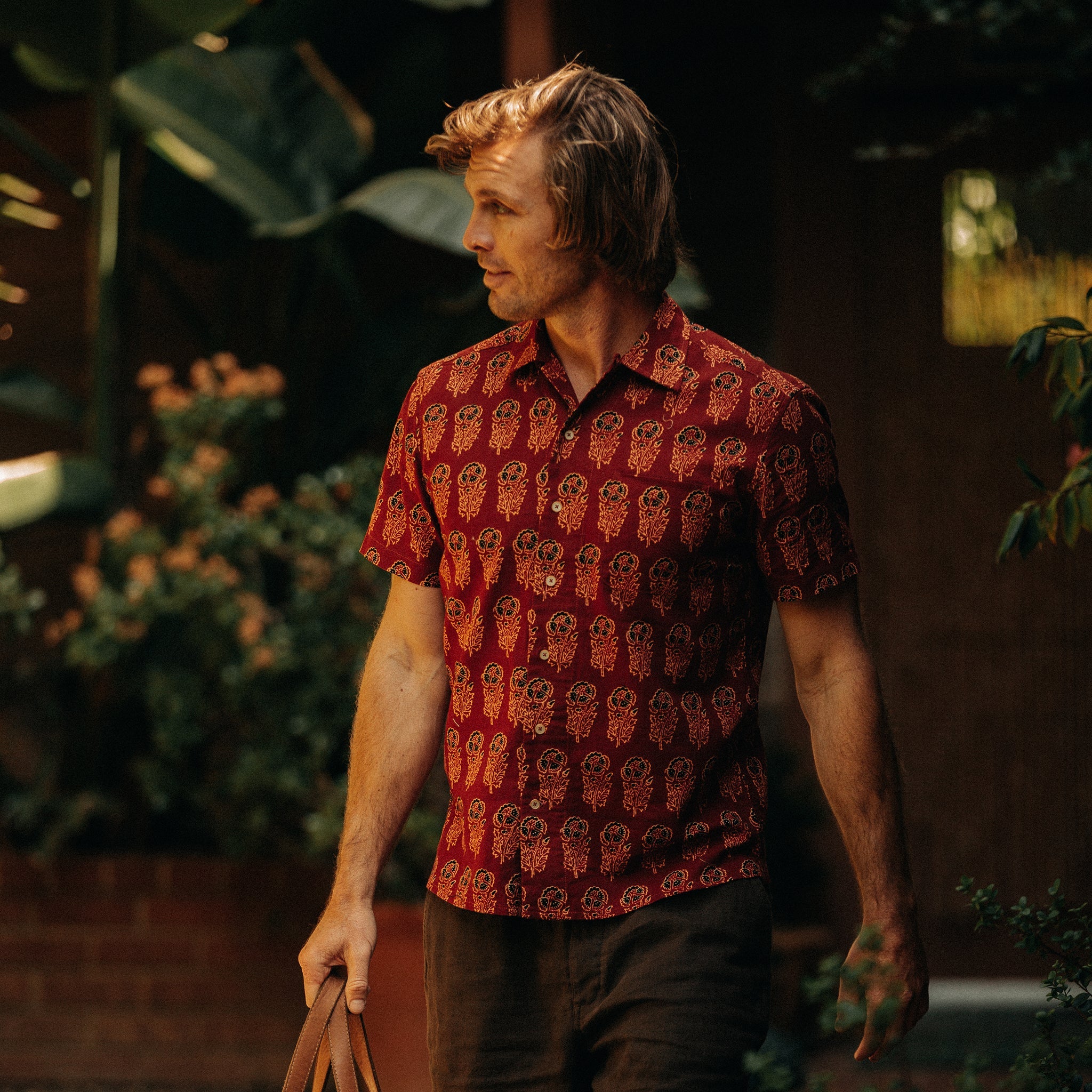 Rust Floral Short Sleeve Shirt O2428