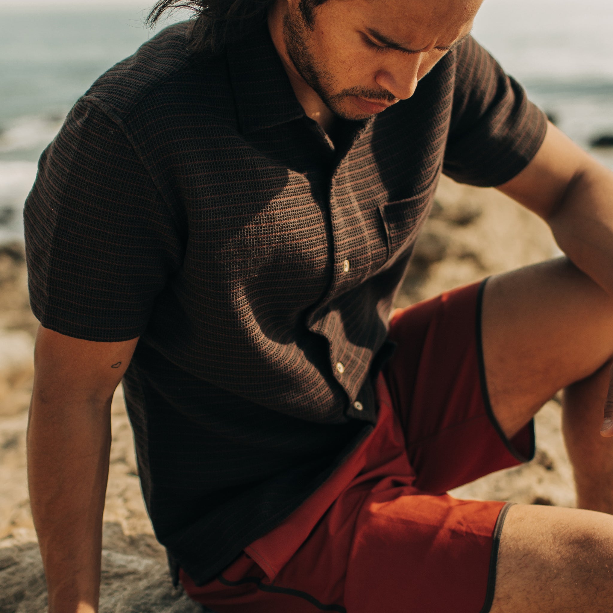 The Short Sleeve Hawthorne in Espresso Pickstitch Waffle