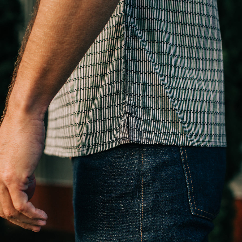 Navy Stripe Short Sleeve Shirt K4801