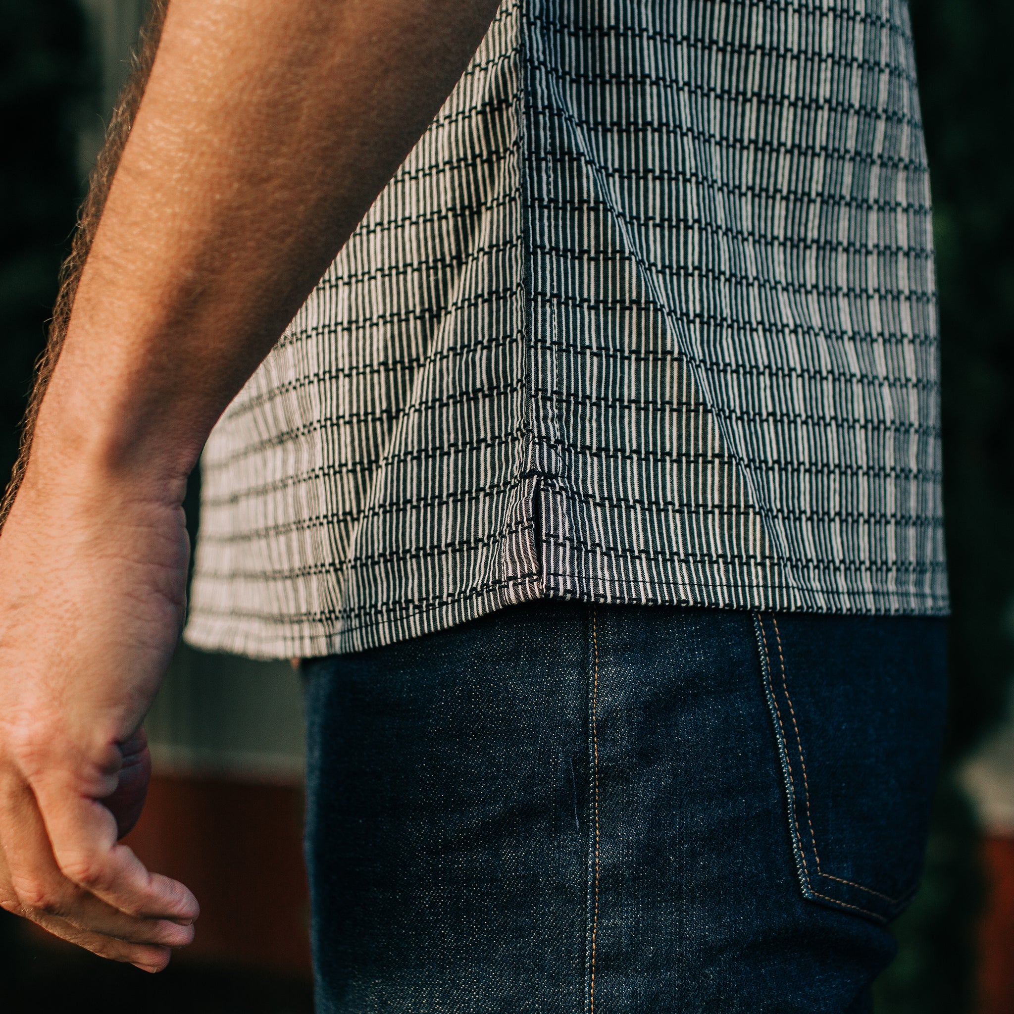 Navy Stripe Short Sleeve Shirt K4801