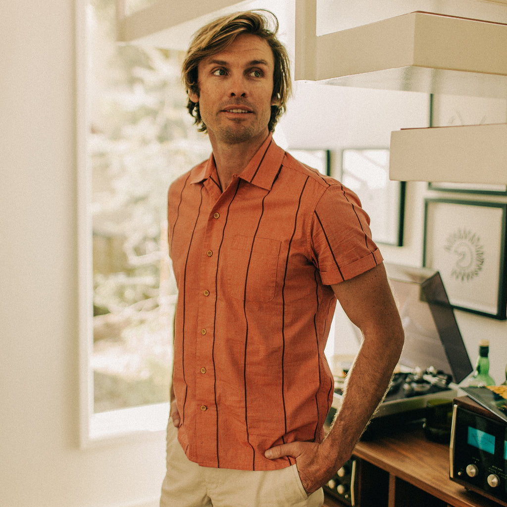 The Short Sleeve Hawthorne in Rust Stripe