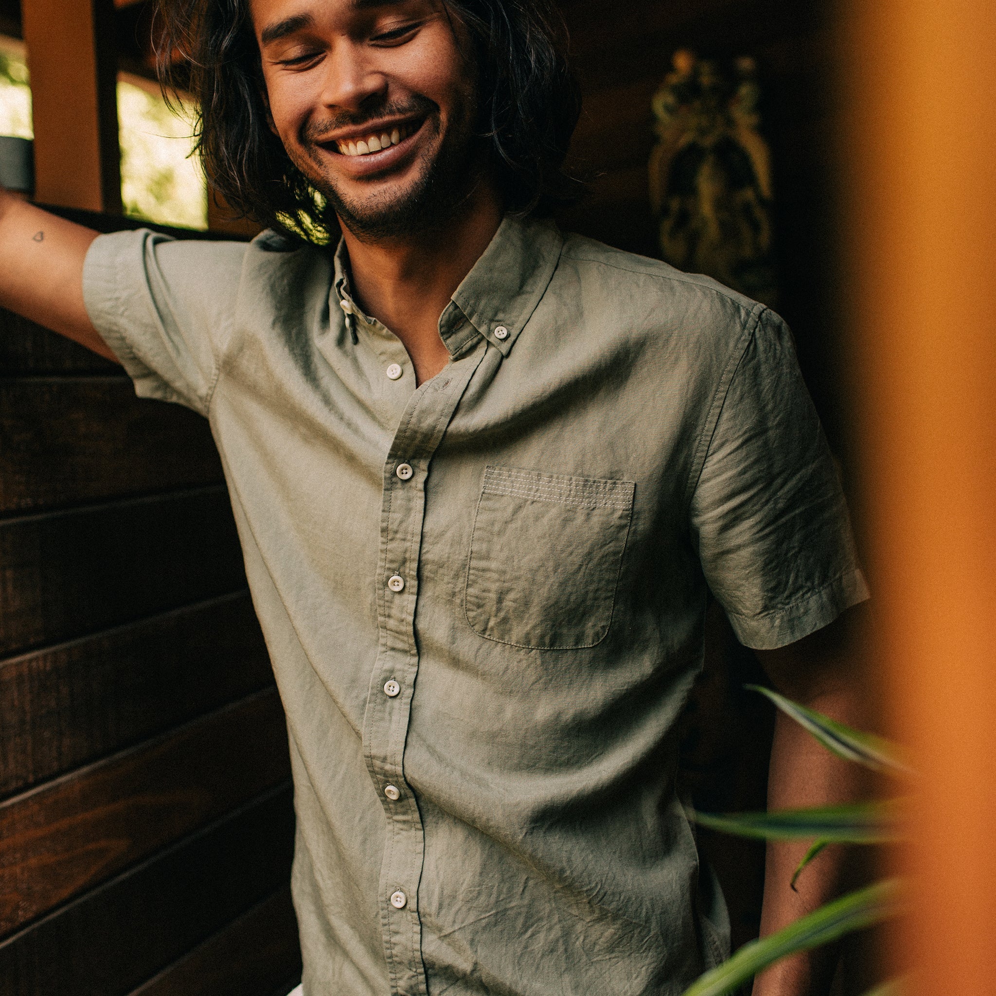 The Short Sleeve Jack in Sage and Natural