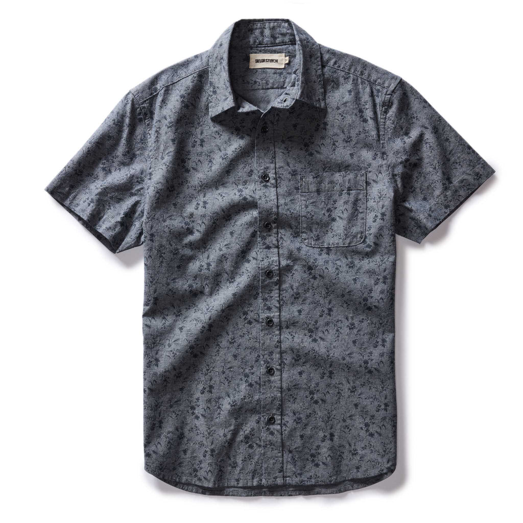 Blue Chambray Botanical Short Sleeve Shirt L90151