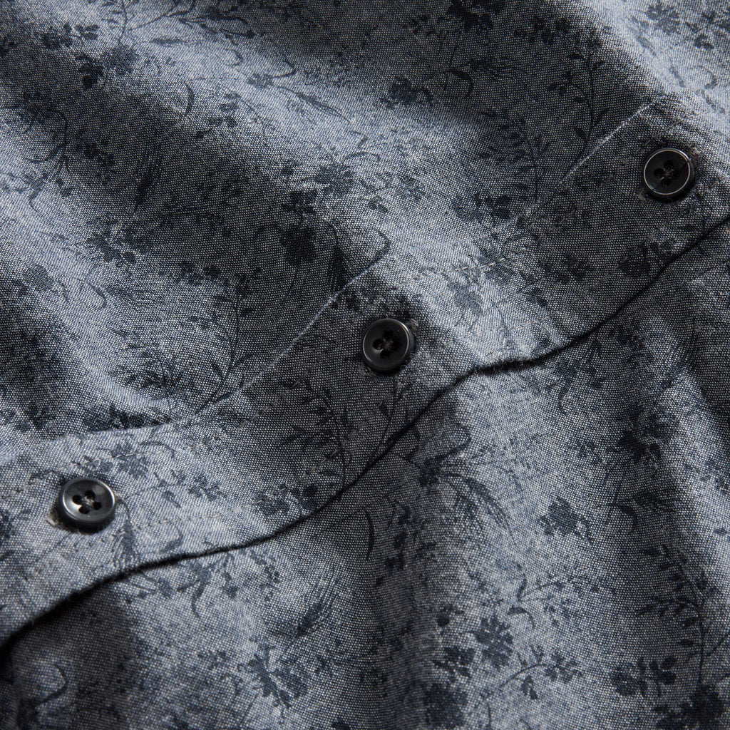 Blue Chambray Botanical Short Sleeve Shirt L90151