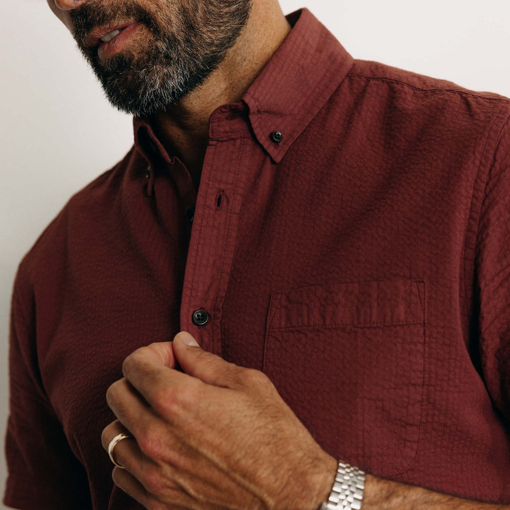 Dried Cherry Seersucker Short Sleeve Jack A447662